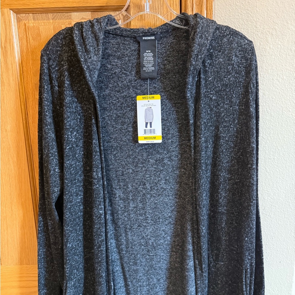 Hooded Charcoal Gray Cardigan